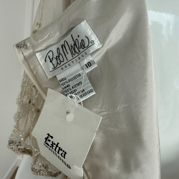 BOB MACKIE vintage taupe embellished beaded bridal wedding dress gown - Picture 8 of 8